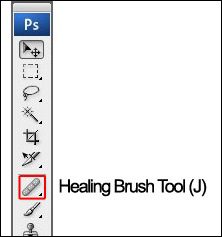 Step 2 - Use the Healing Brush Tool to reduce a person's shiny skin in a photo.