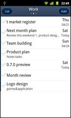 GTasks Android todo list app - task list screen